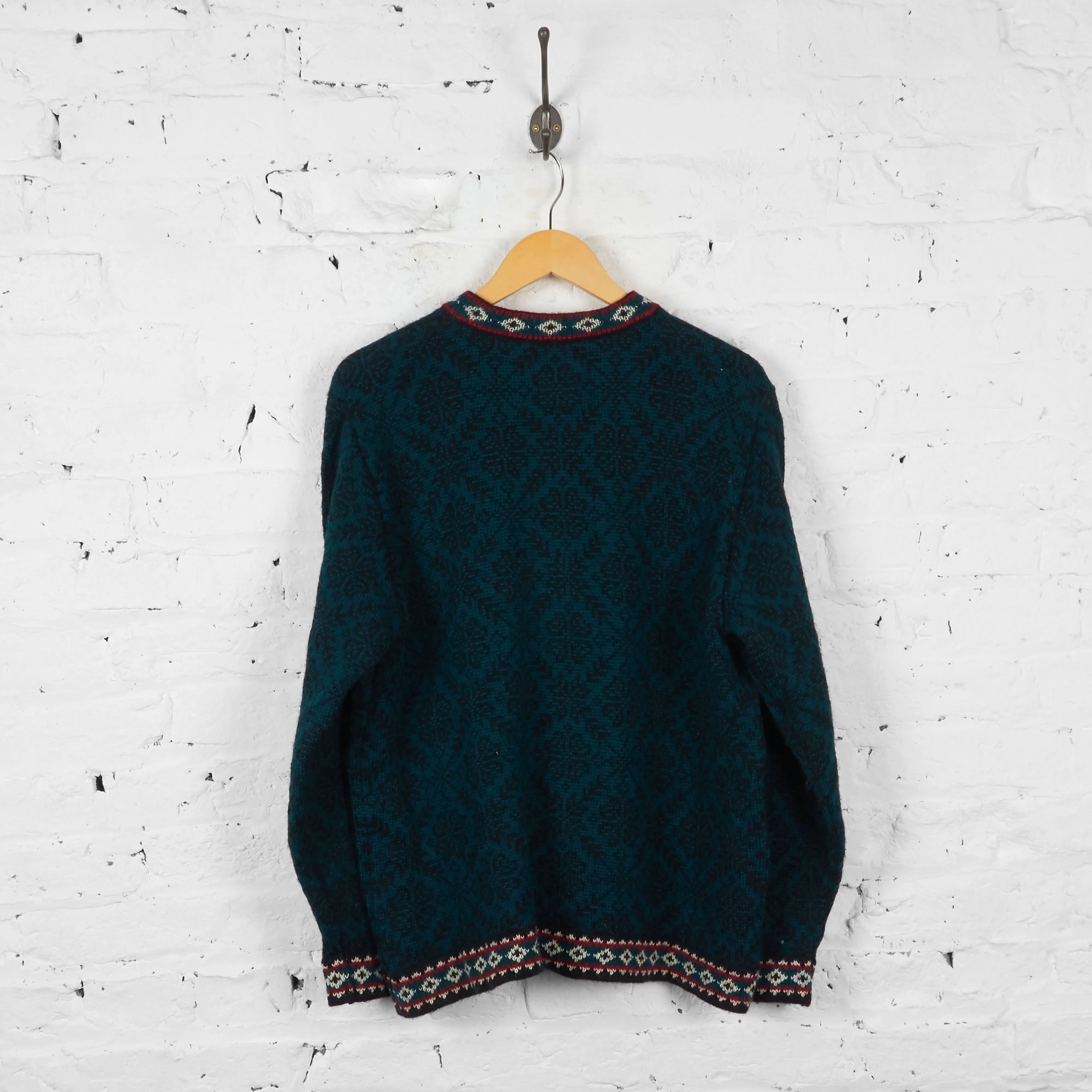 Vintage L.L Bean Women's Knitted Cardigan - Green - L