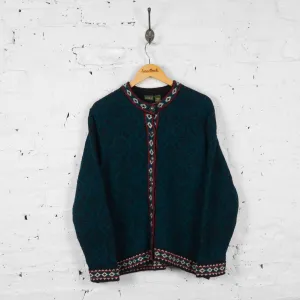 Vintage L.L Bean Women's Knitted Cardigan - Green - L