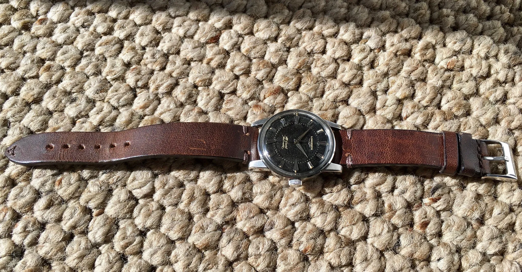 Vintage Longines All-Guard Automatic 9006-2 Gilt Black Cal. 19AS Steel Wristwatch