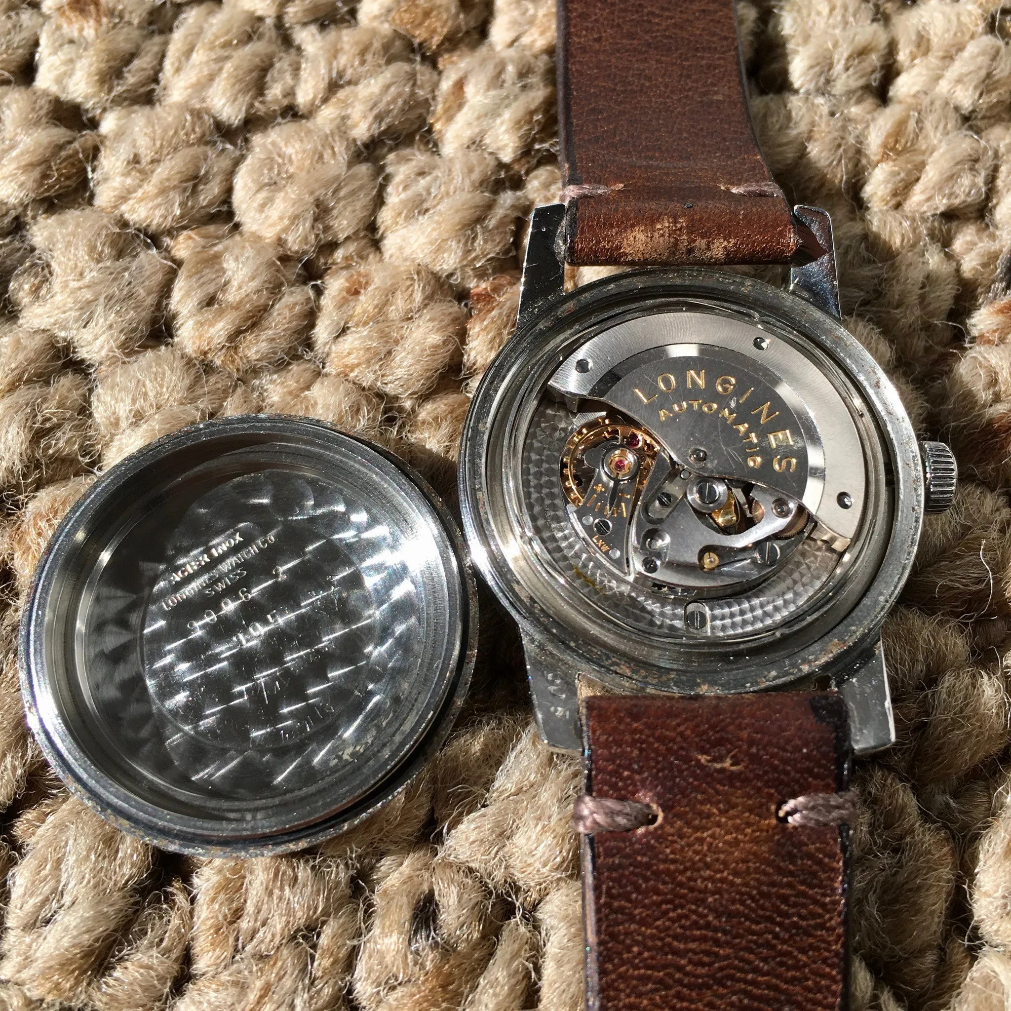 Vintage Longines All-Guard Automatic 9006-2 Gilt Black Cal. 19AS Steel Wristwatch