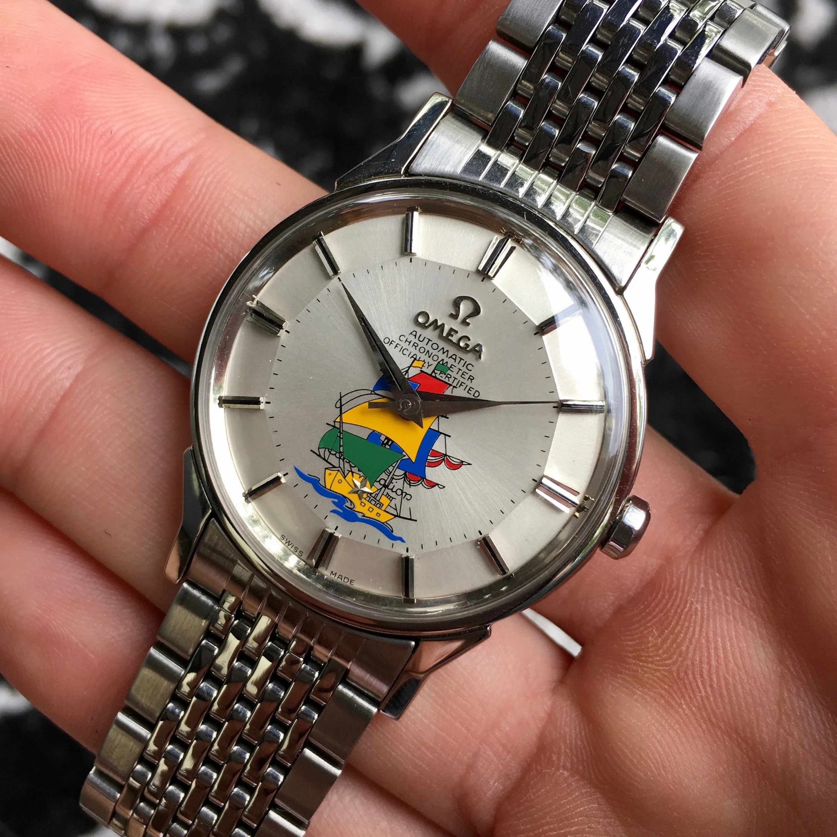 Vintage Omega Constellation 167.005 Pie Pan Dial Caliber 551 Stainless Steel Wristwatch