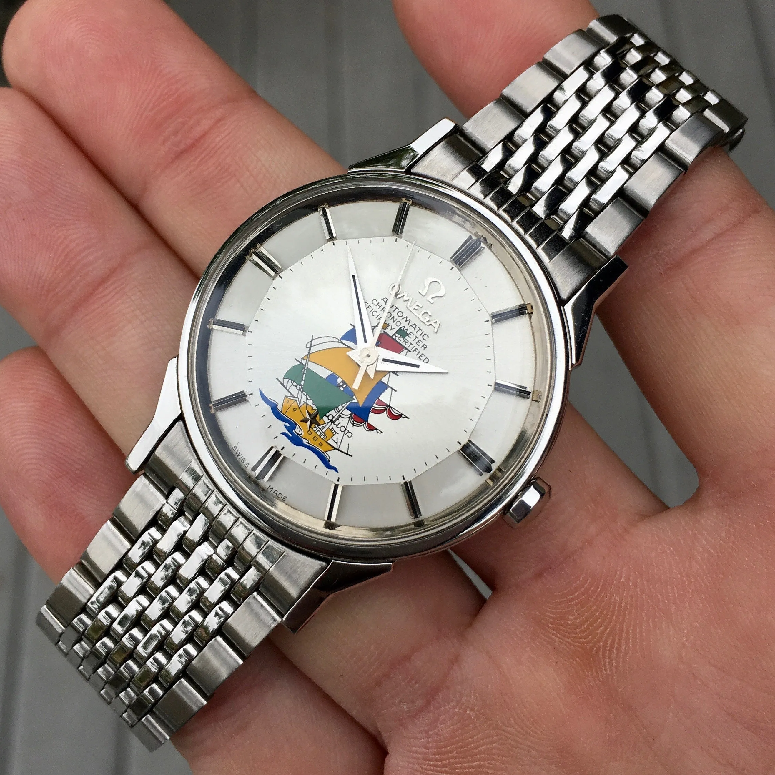 Vintage Omega Constellation 167.005 Pie Pan Dial Caliber 551 Stainless Steel Wristwatch
