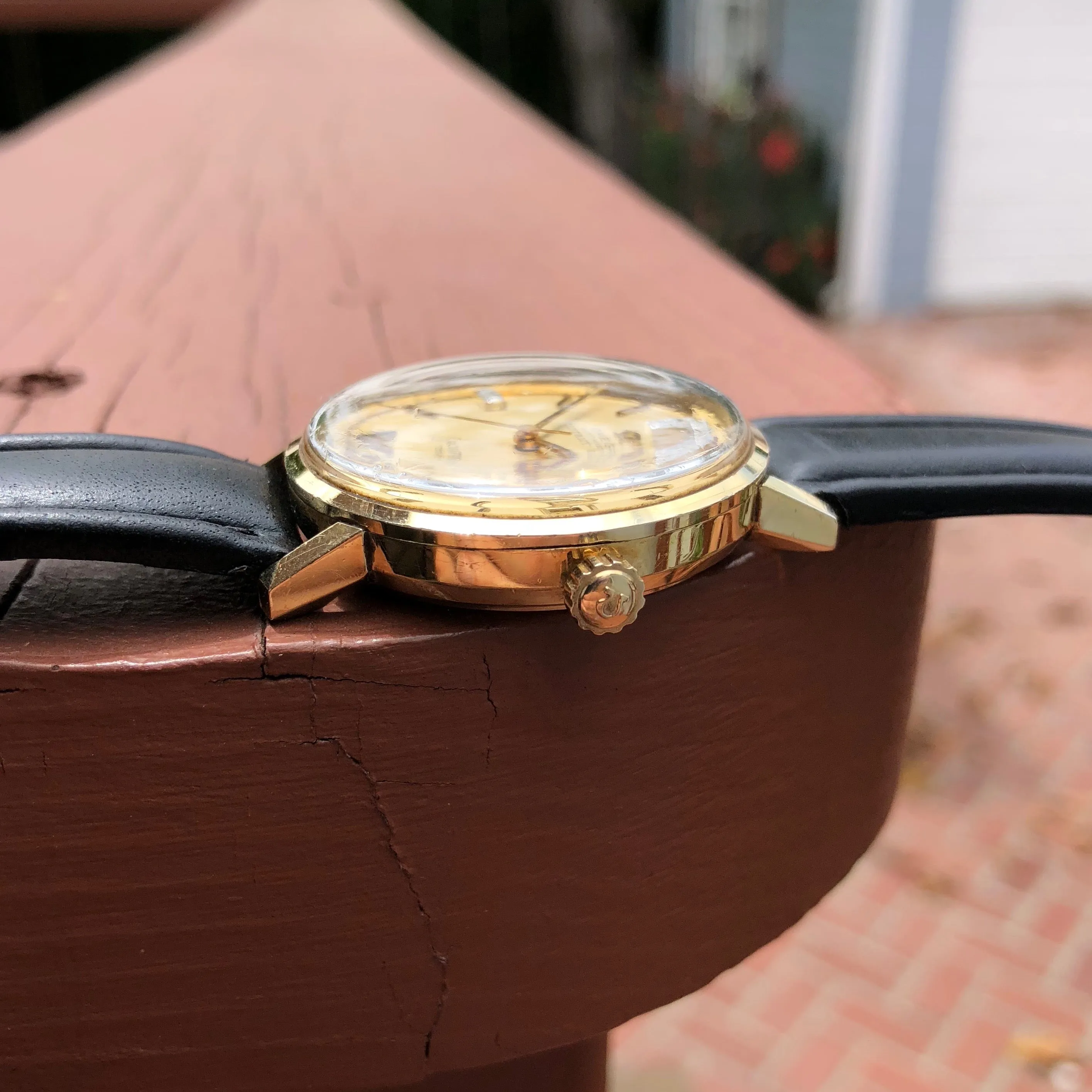 Vintage Omega Seamaster DeVille Day Date Tiffany & Co. 14K Gold Diamond Watch