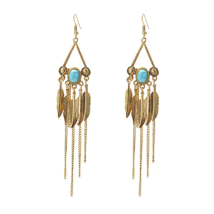 Vintage oval leaf earrings