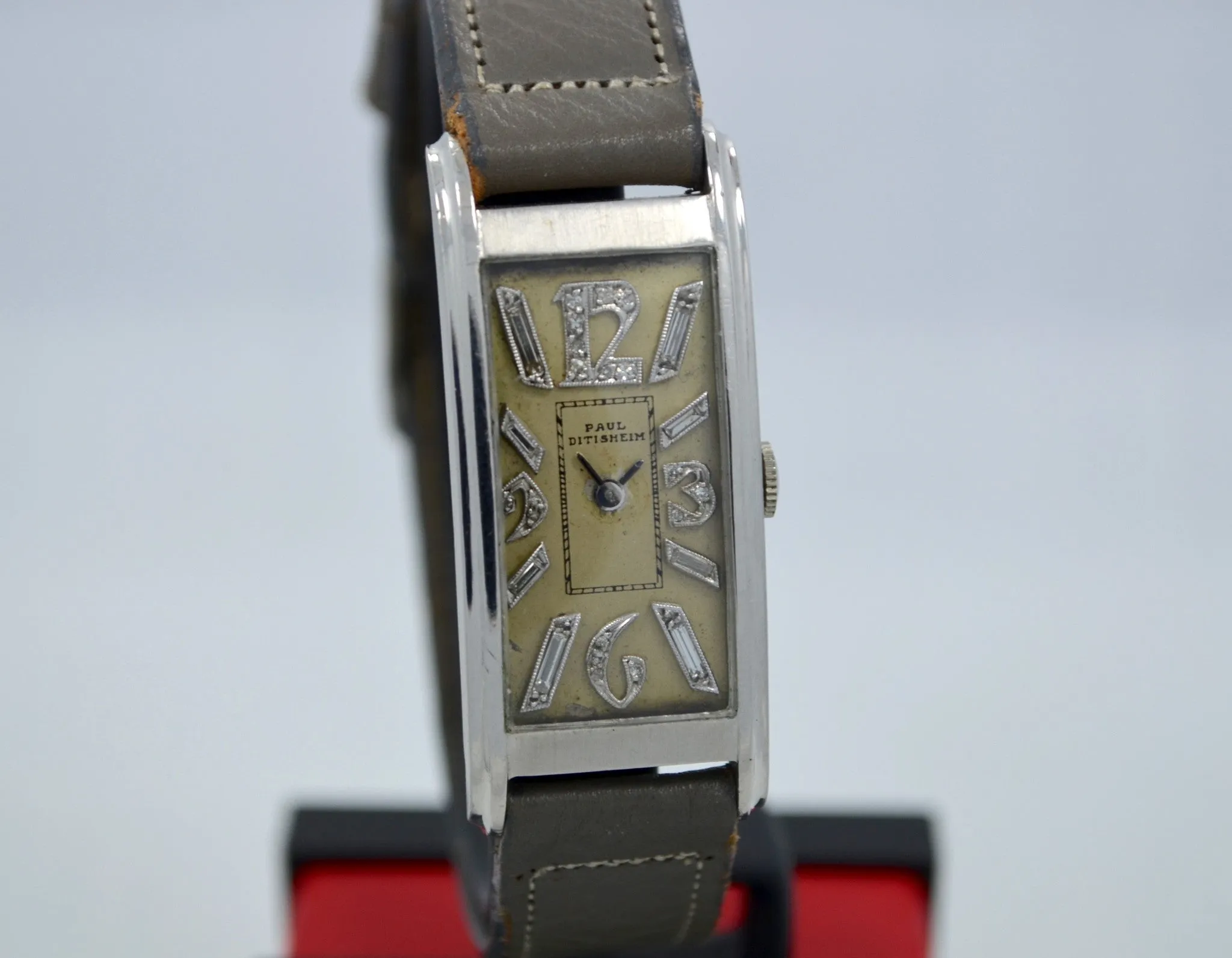 Vintage Paul Ditisheim Platinum Art Deco Diamond Dial Manual Watch