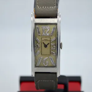 Vintage Paul Ditisheim Platinum Art Deco Diamond Dial Manual Watch