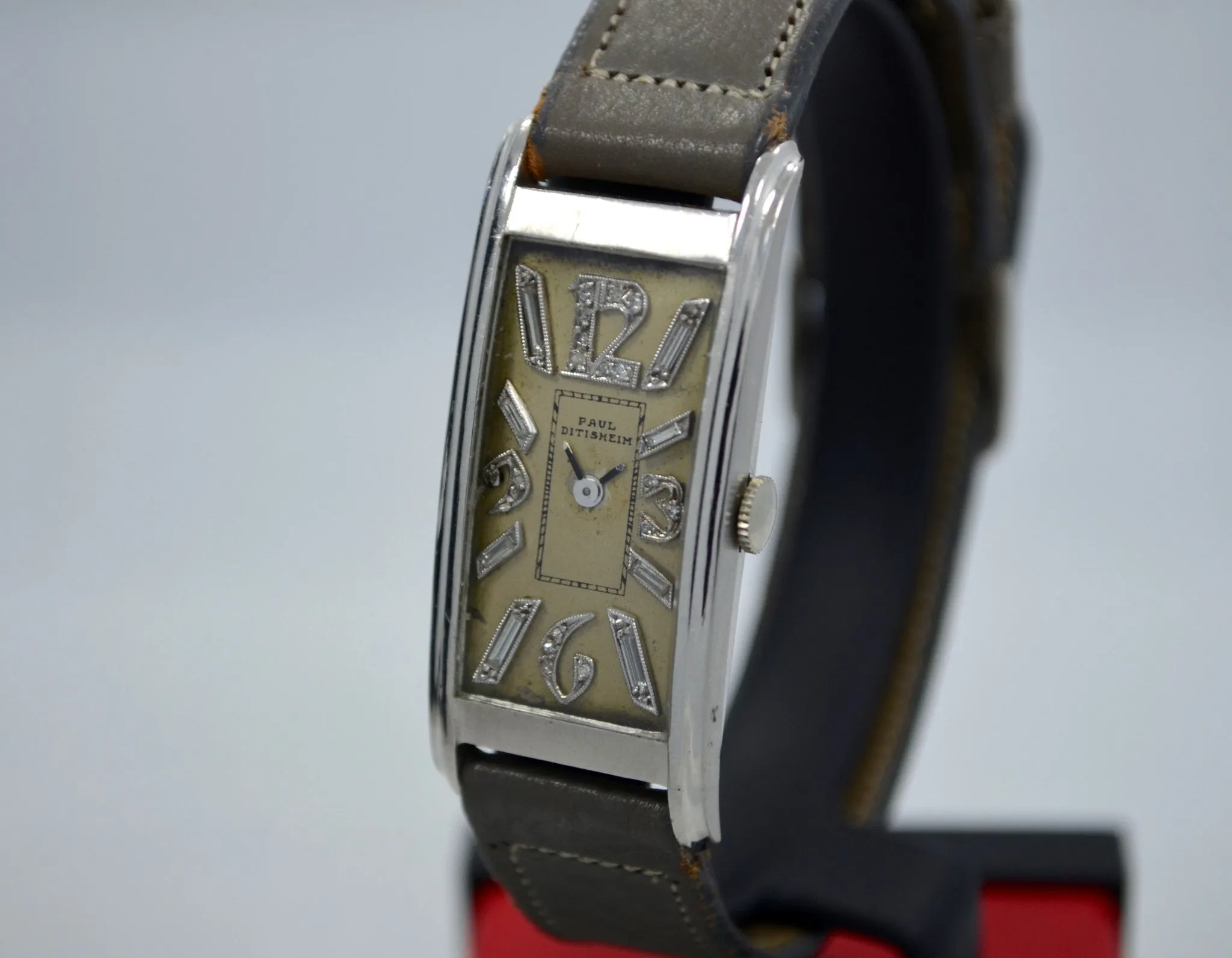 Vintage Paul Ditisheim Platinum Art Deco Diamond Dial Manual Watch