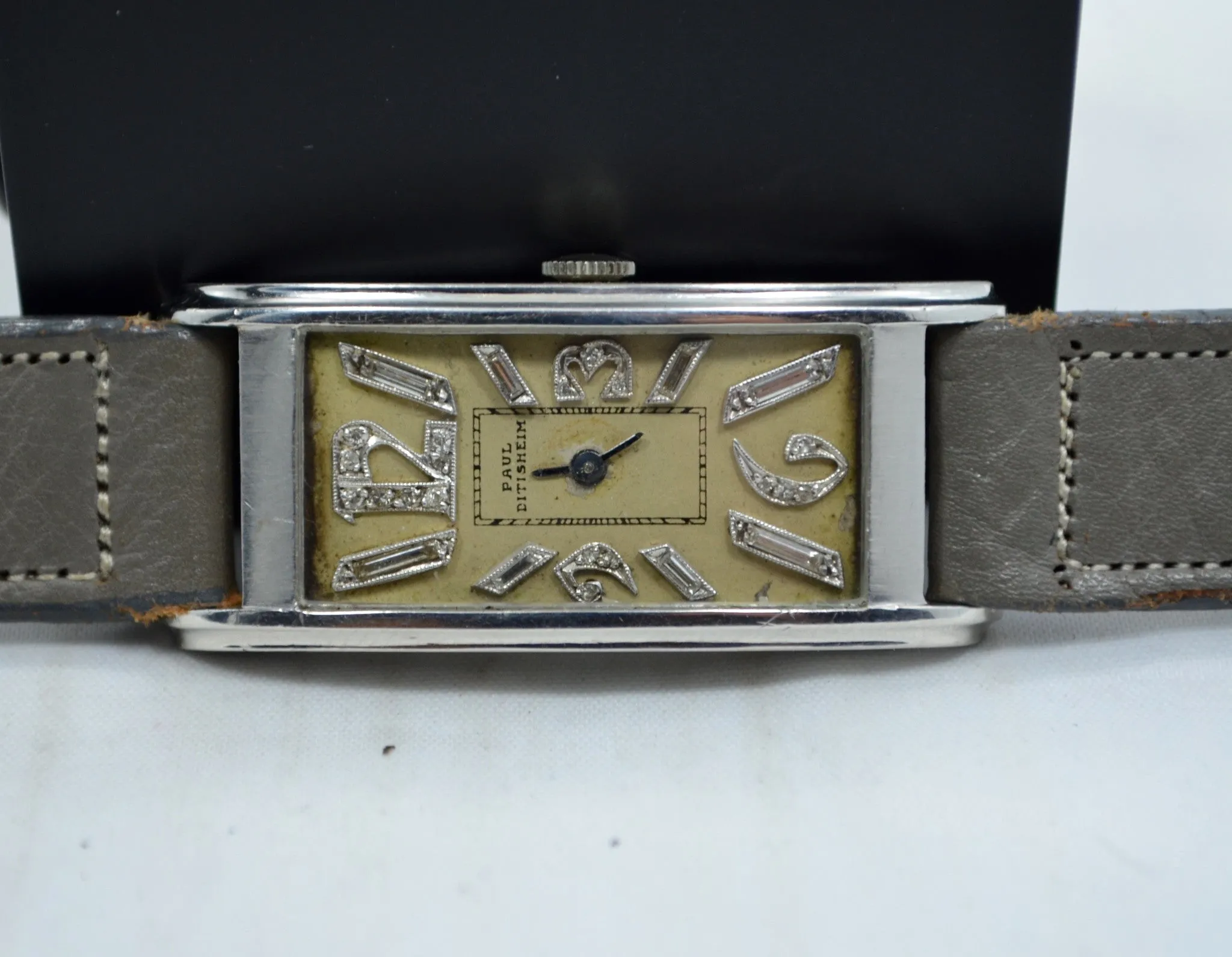 Vintage Paul Ditisheim Platinum Art Deco Diamond Dial Manual Watch