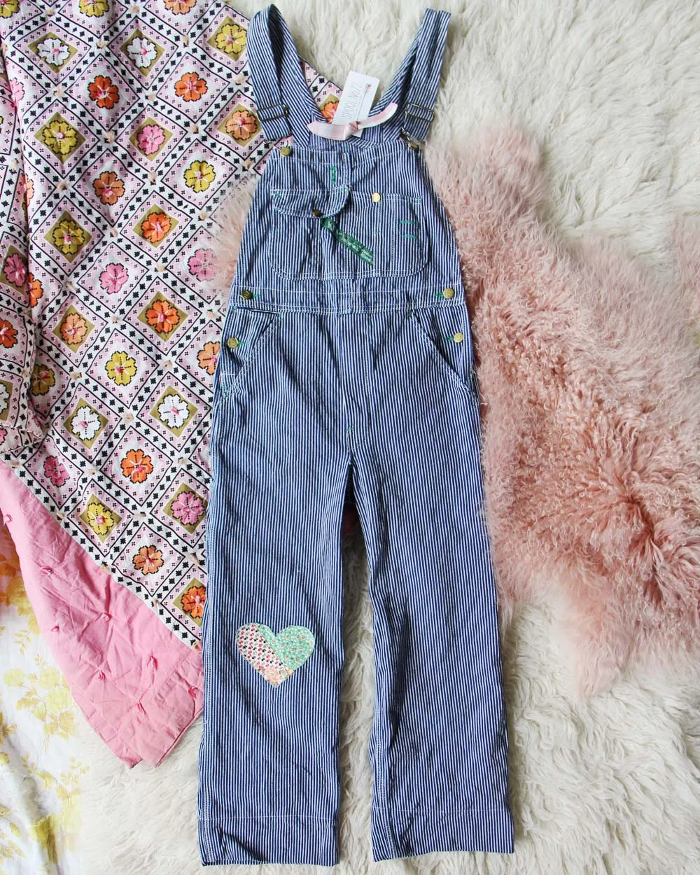 Vintage Quilted Heart Overalls