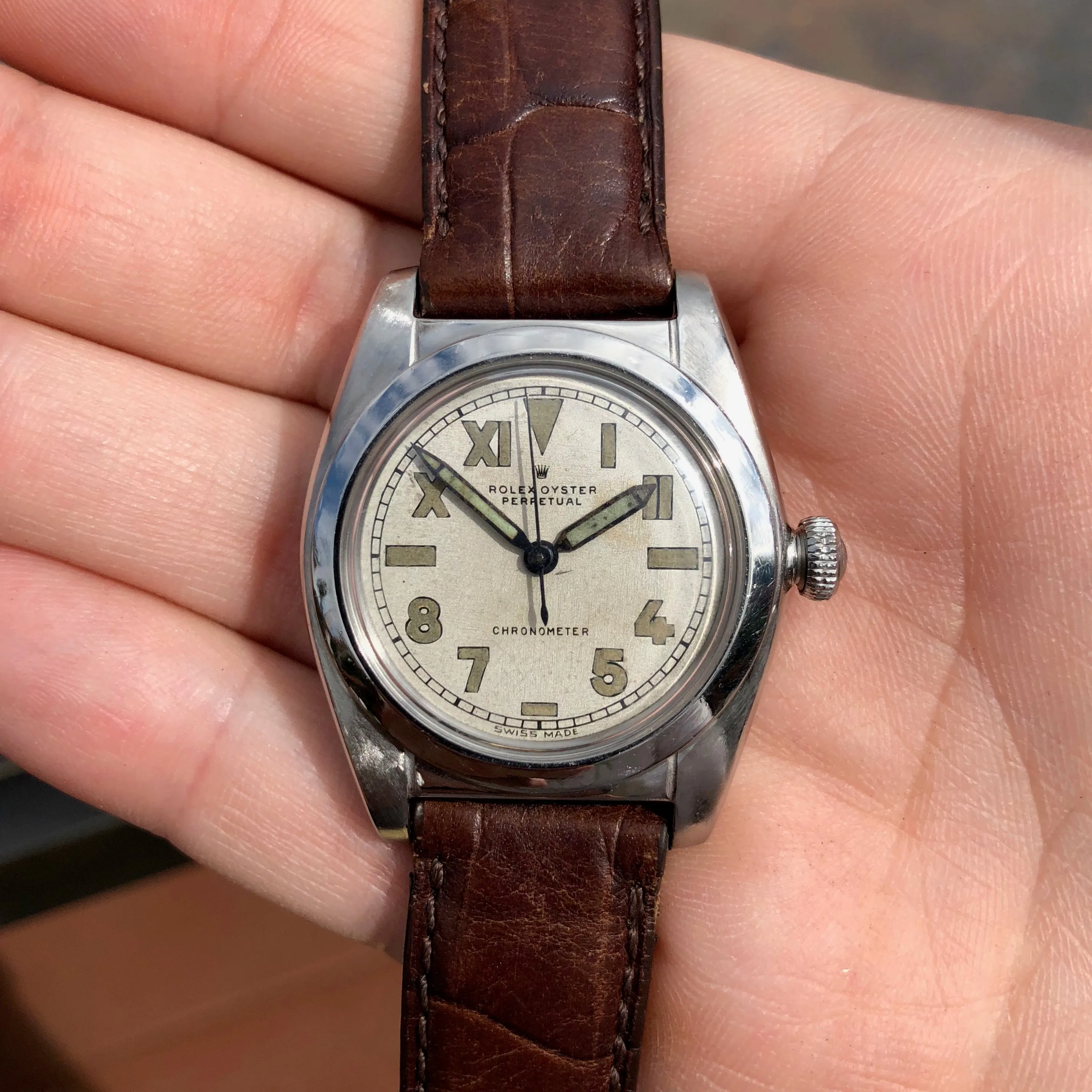 Vintage Rolex Bubbleback 2940 Steel Chronometer California Dial Automatic Wristwatch