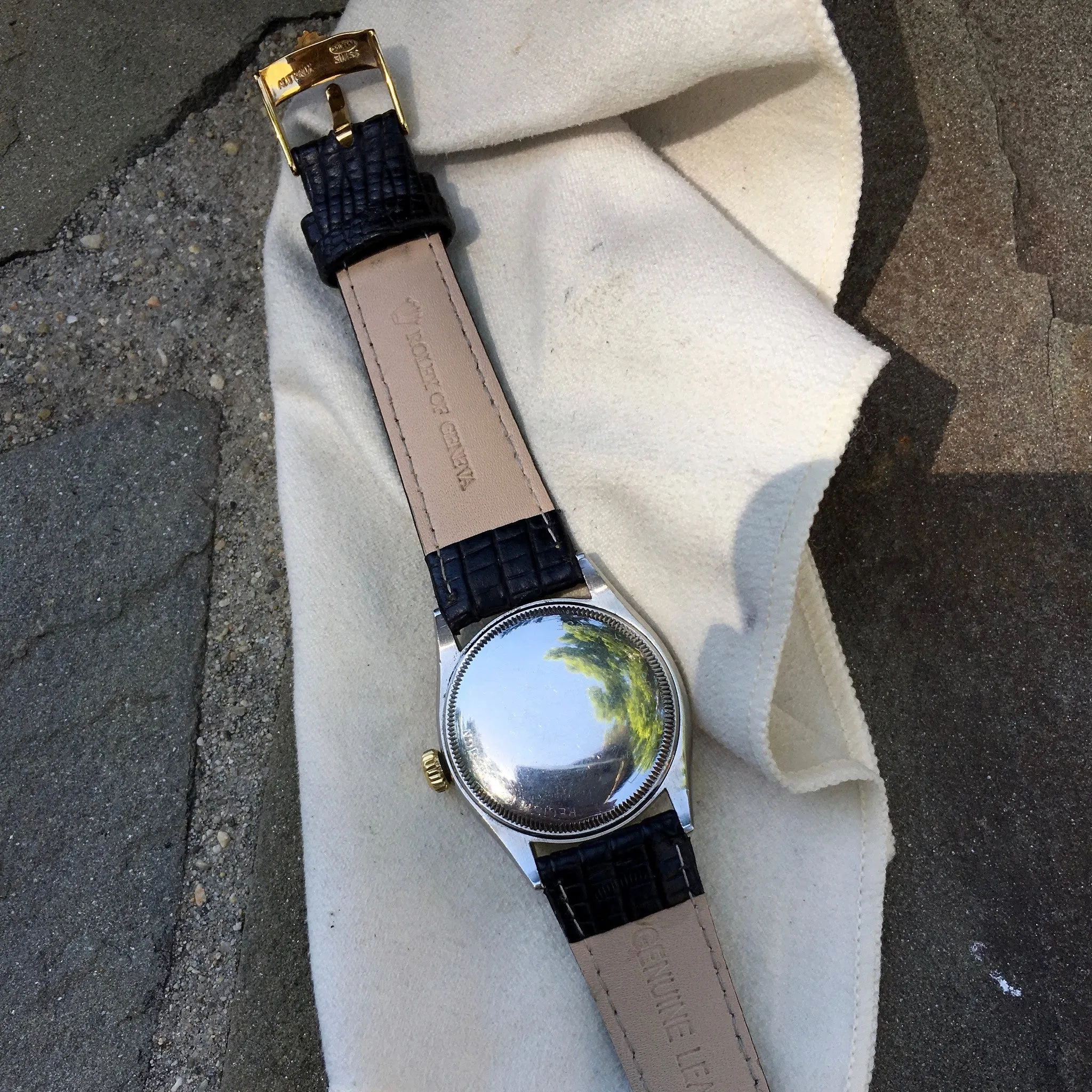 Vintage Rolex Oyster Perpetual 6284 Two Tone Steel White Waffle Dial Watch