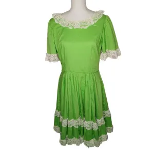 Vintage Sears Country Western Line Dancing Circle Dress 1960s Bright Green