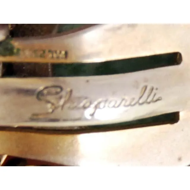 Vintage Signed  Schiaparelli  Gum Drop Jewelry  Parure Necklace & Ears 1950s Aqua & Gold