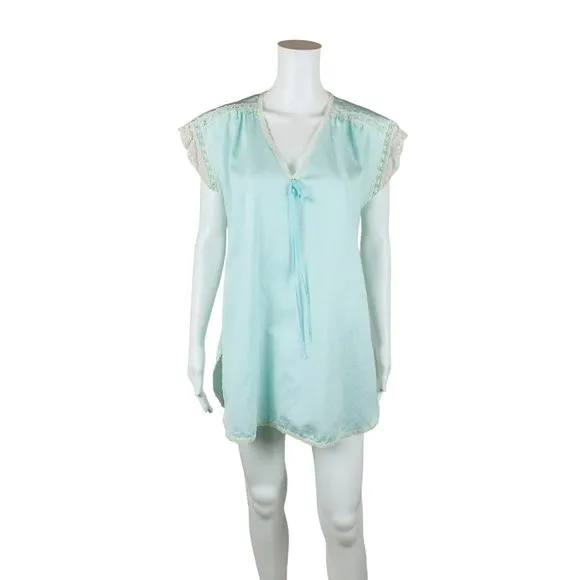 Vintage Sky Blue Nightgown Gilead Lingerie Nightie | B 38&quot;