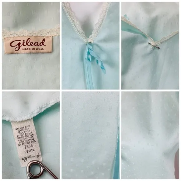 Vintage Sky Blue Nightgown Gilead Lingerie Nightie | B 38&quot;