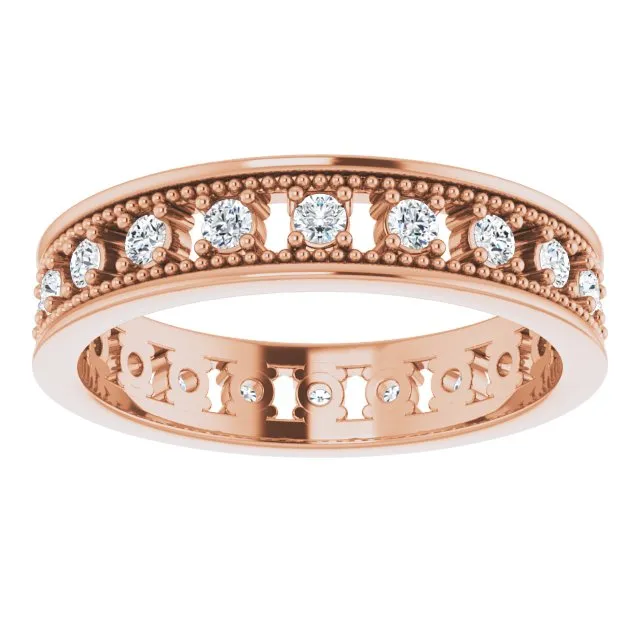 Vintage Style 0.50 ct. Round Diamond Milgrain Accent Eternity Band