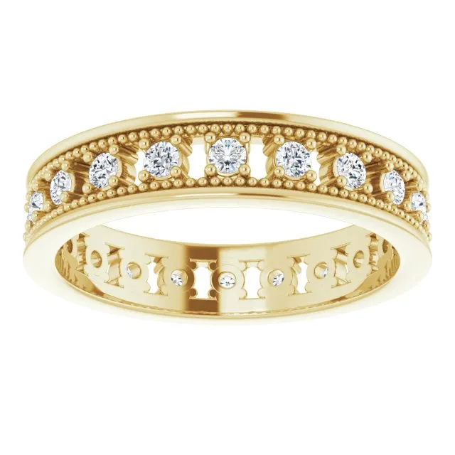 Vintage Style 0.50 ct. Round Diamond Milgrain Accent Eternity Band