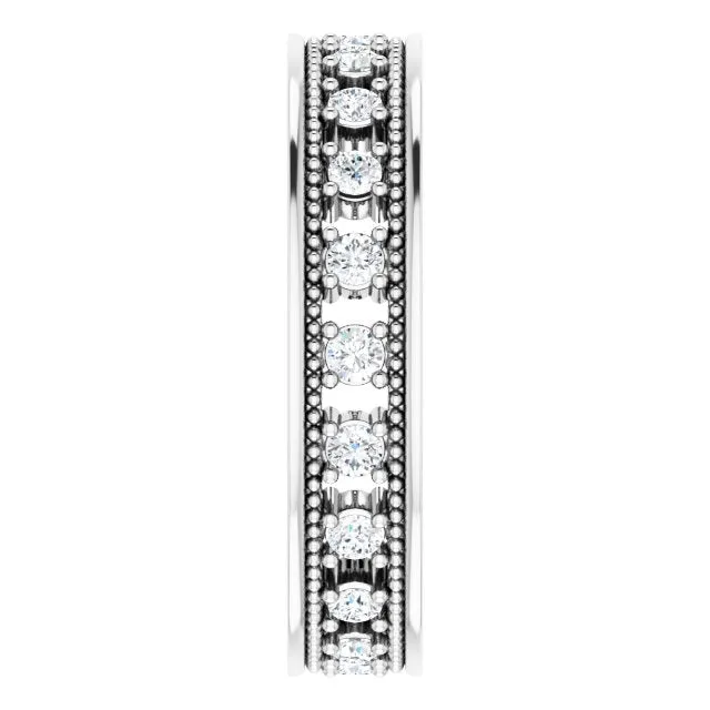 Vintage Style 0.50 ct. Round Diamond Milgrain Accent Eternity Band