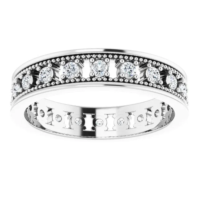 Vintage Style 0.50 ct. Round Diamond Milgrain Accent Eternity Band