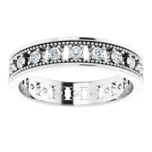 Vintage Style 0.50 ct. Round Diamond Milgrain Accent Eternity Band