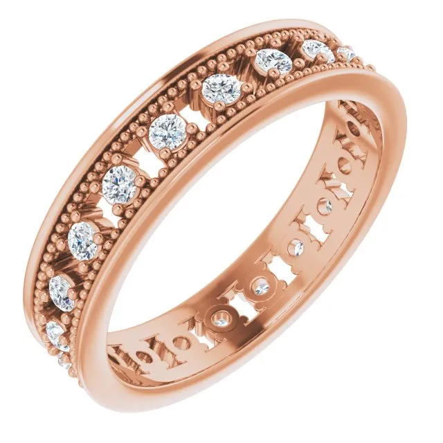 Vintage Style 0.50 ct. Round Diamond Milgrain Accent Eternity Band