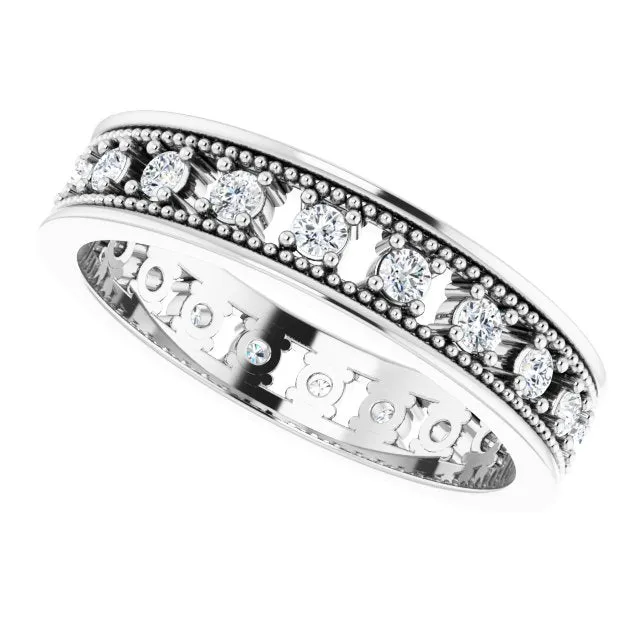 Vintage Style 0.50 ct. Round Diamond Milgrain Accent Eternity Band