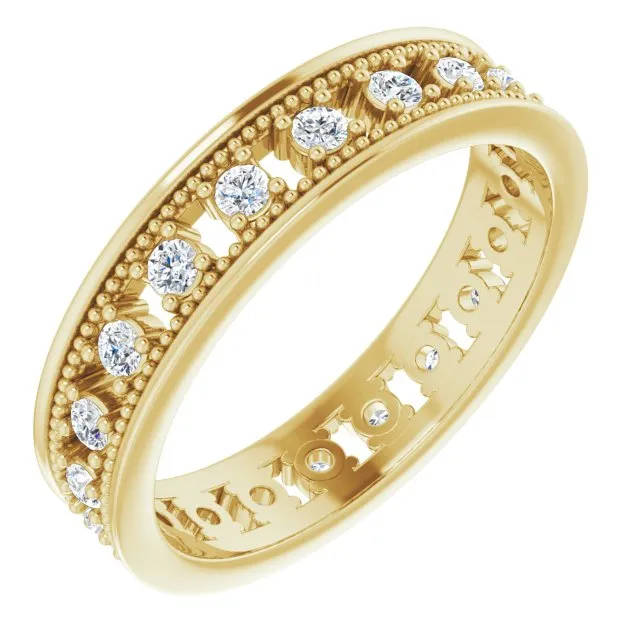 Vintage Style 0.50 ct. Round Diamond Milgrain Accent Eternity Band