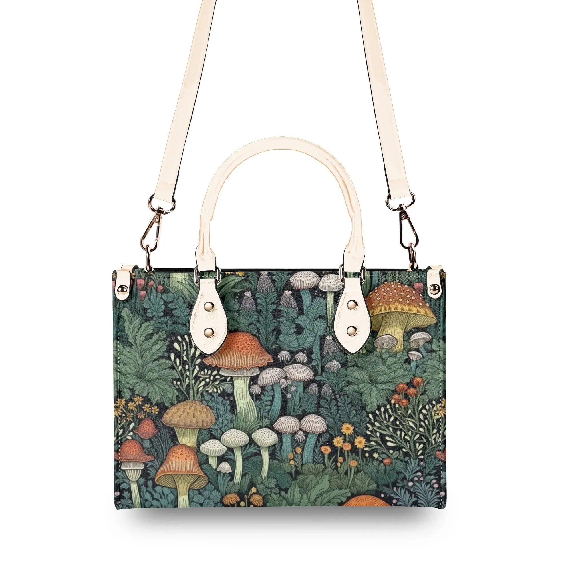 Vintage Style Mushrooms Luxury Womens Vegan Leather Handbag