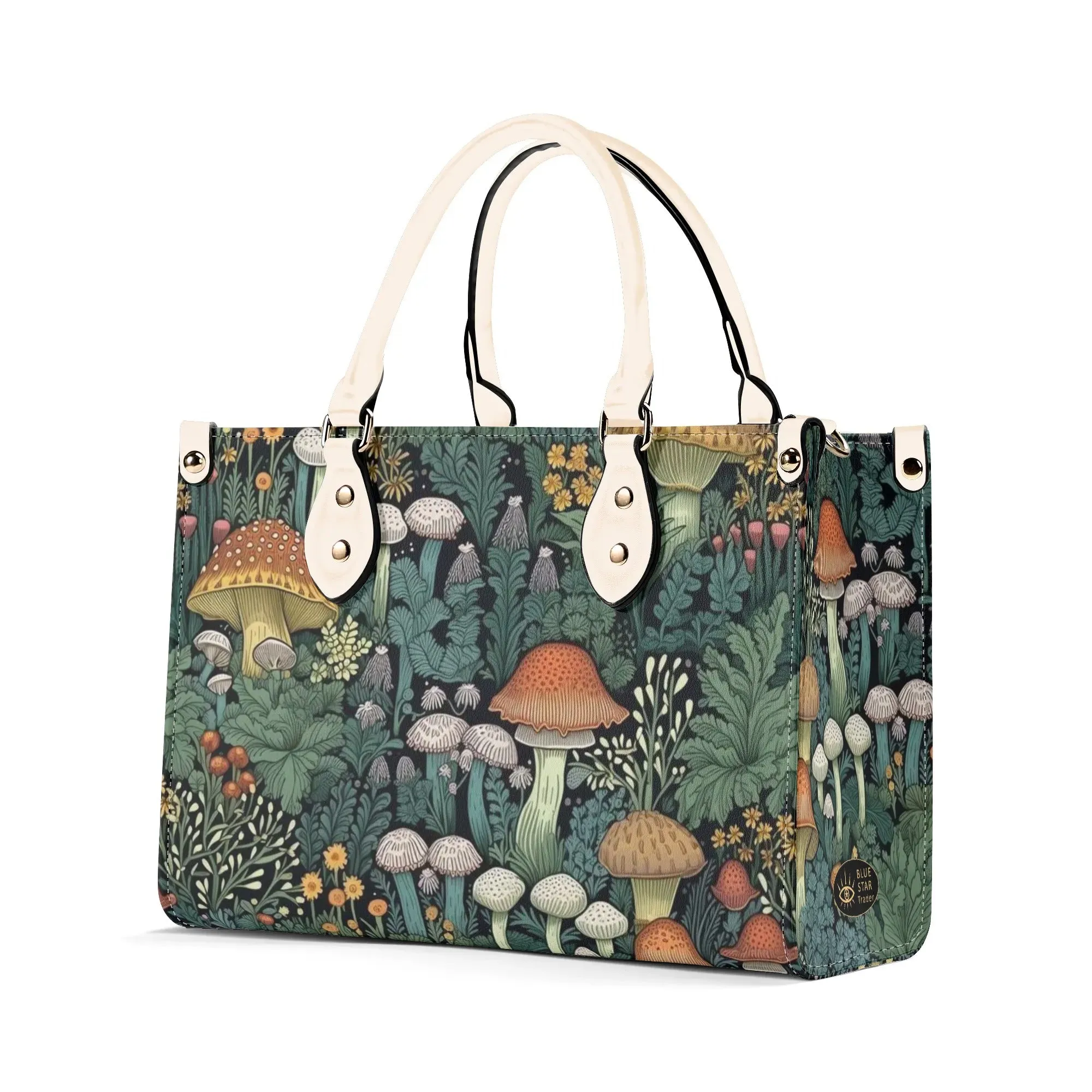 Vintage Style Mushrooms Luxury Womens Vegan Leather Handbag