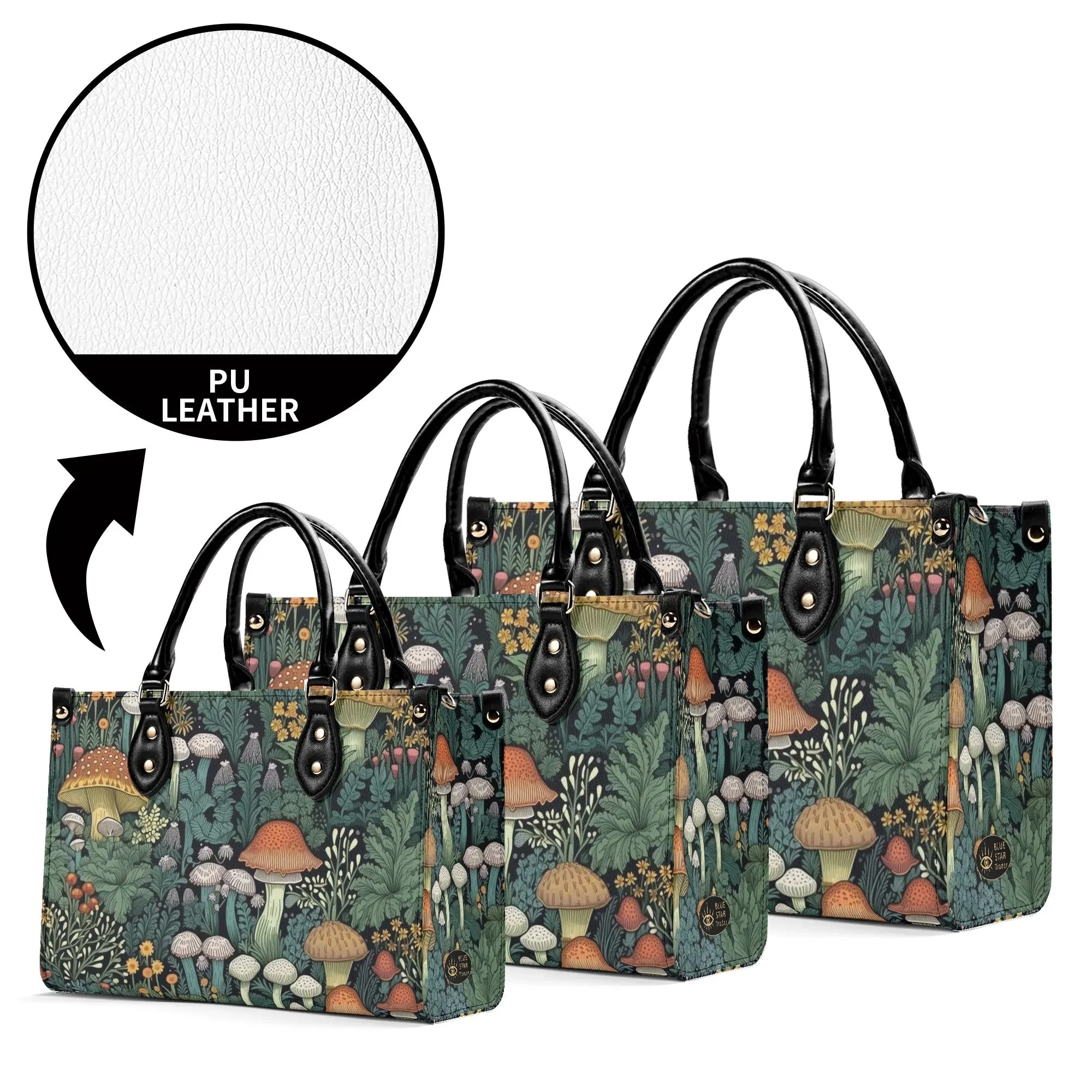 Vintage Style Mushrooms Luxury Womens Vegan Leather Handbag