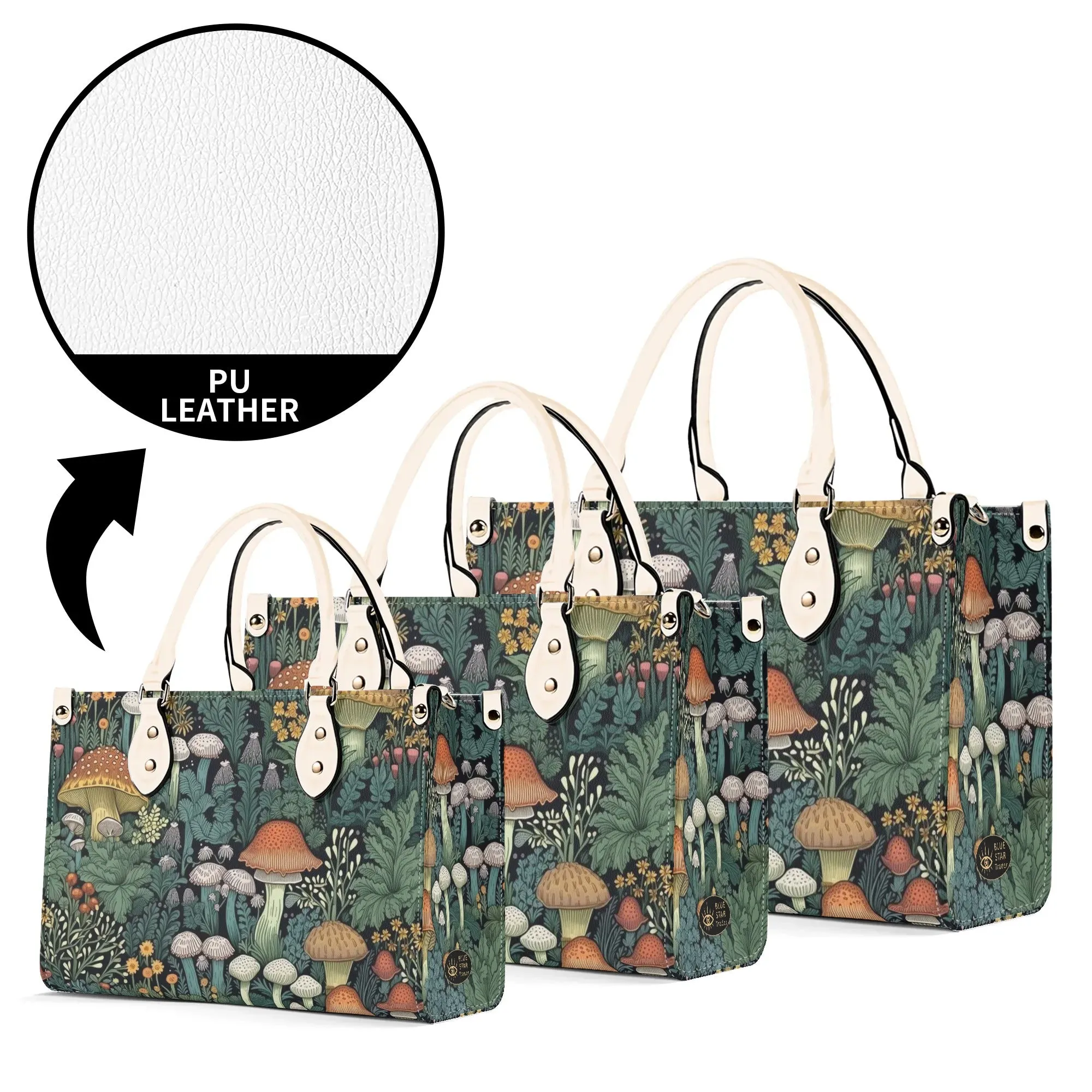 Vintage Style Mushrooms Luxury Womens Vegan Leather Handbag