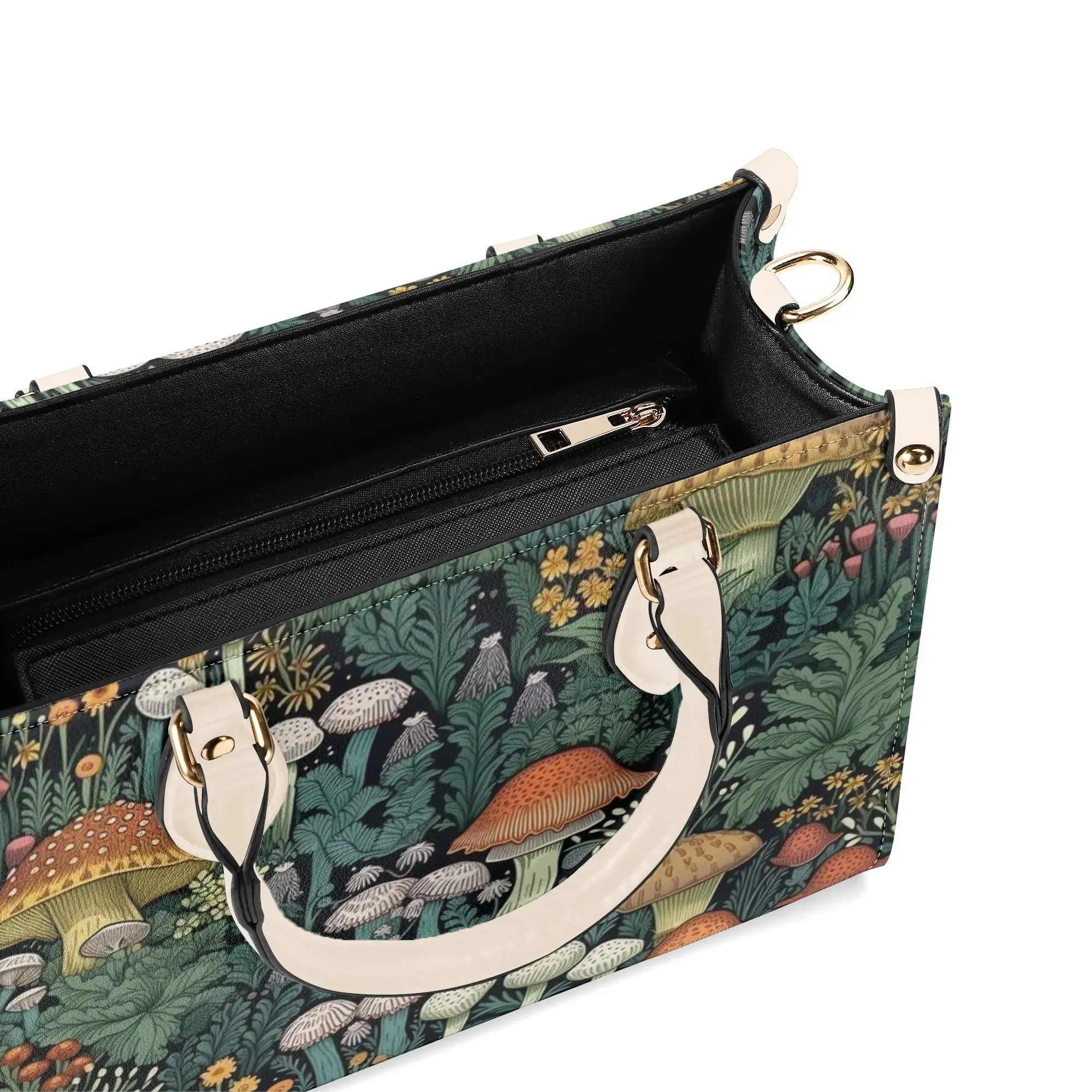 Vintage Style Mushrooms Luxury Womens Vegan Leather Handbag