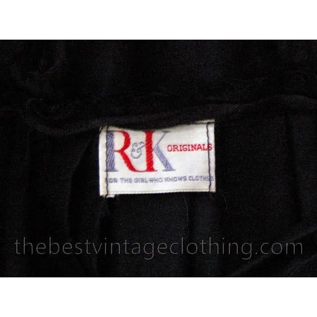 Vintage Summer Dress MCM Sheer Black Cotton Great Details 1950s R&K Original Small