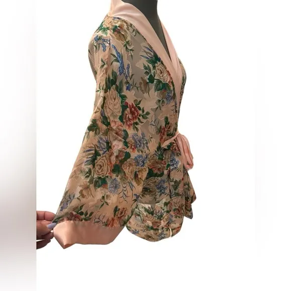 Vintage Victoria's Secret Women's Pink and Green Robe