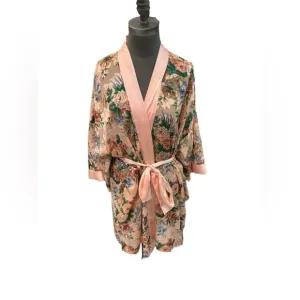 Vintage Victoria's Secret Women's Pink and Green Robe