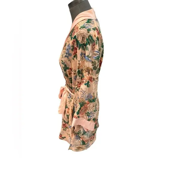 Vintage Victoria's Secret Women's Pink and Green Robe