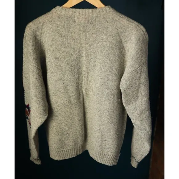 Vintage Woolrich L Women's Winter ice-skates sled Cardigan Sweater 100% Wool