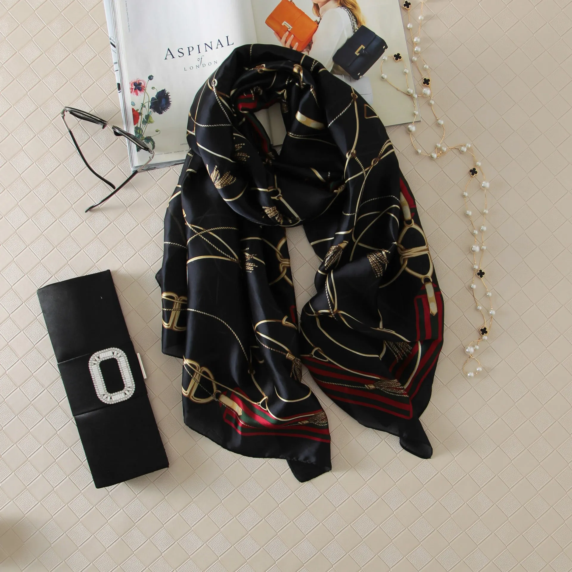 Vogue Silkly Scarf for Women Lightweight Classical Shawl Wraps Holiday Scarf Gift Scarves Women