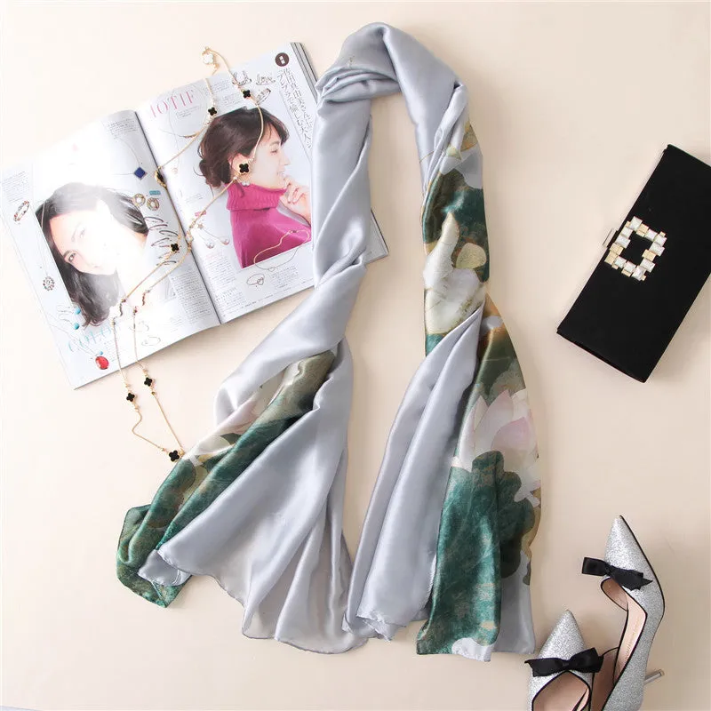 Vogue Silkly Scarf for Women Lightweight Floral Shawl Wraps Holiday Scarf Gift Scarves Women