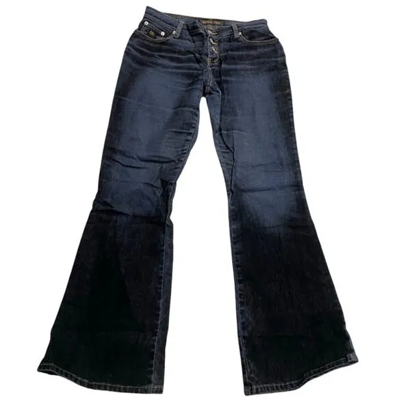 VTG Bongo Flare Jeans Y2K Flocked Velvet Gradient Womens Size 9 Stretch Mid-Rise