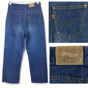 VTG Levi's 685 Women's Cut-Off Jeans sz 24X24 Orange Tab Blue 80's Made in USA