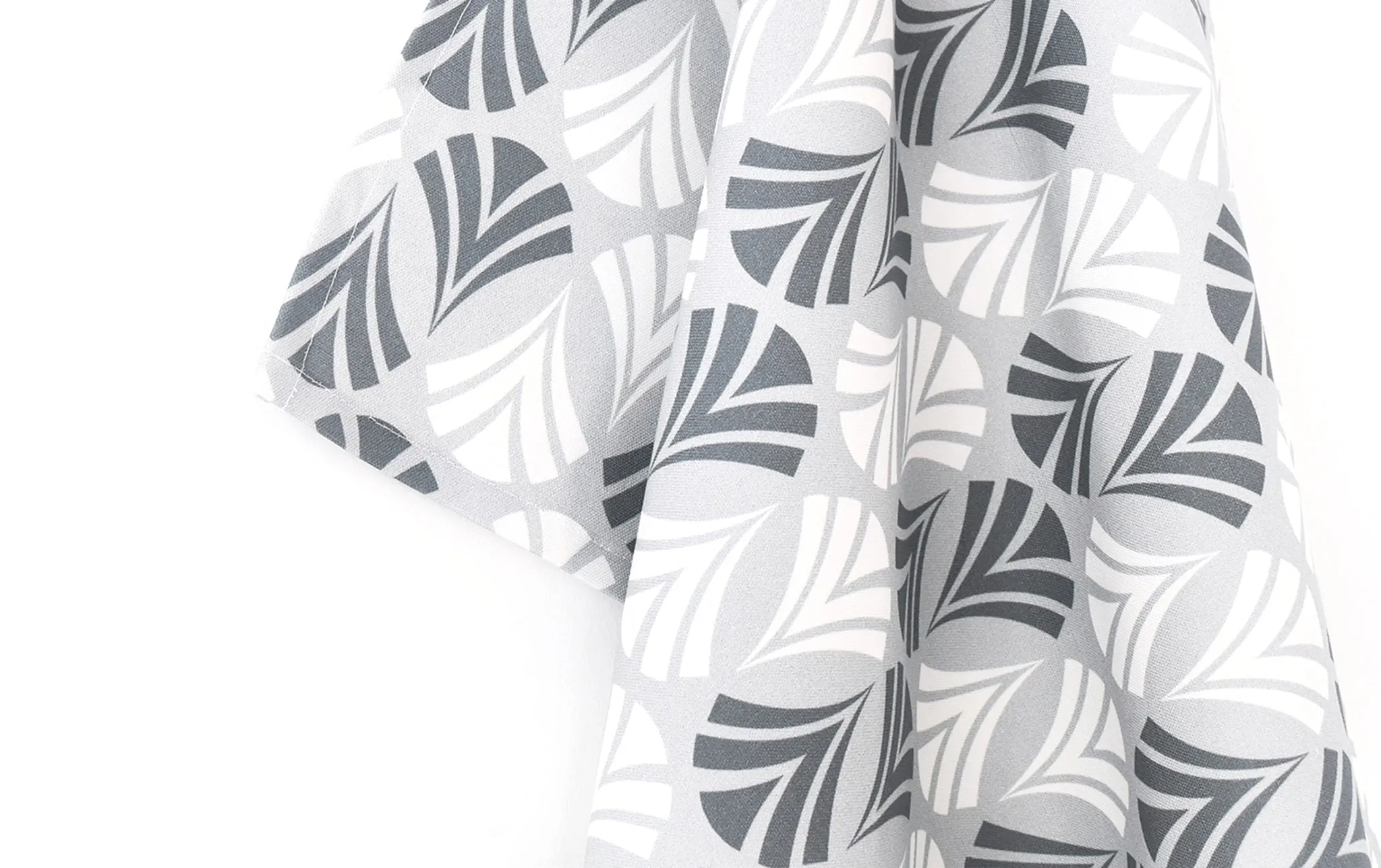 Waltz Linen Cotton Tea Towel (18.5x25) – Set of 2 (Patterned Pale Grey & Solid Charcoal)