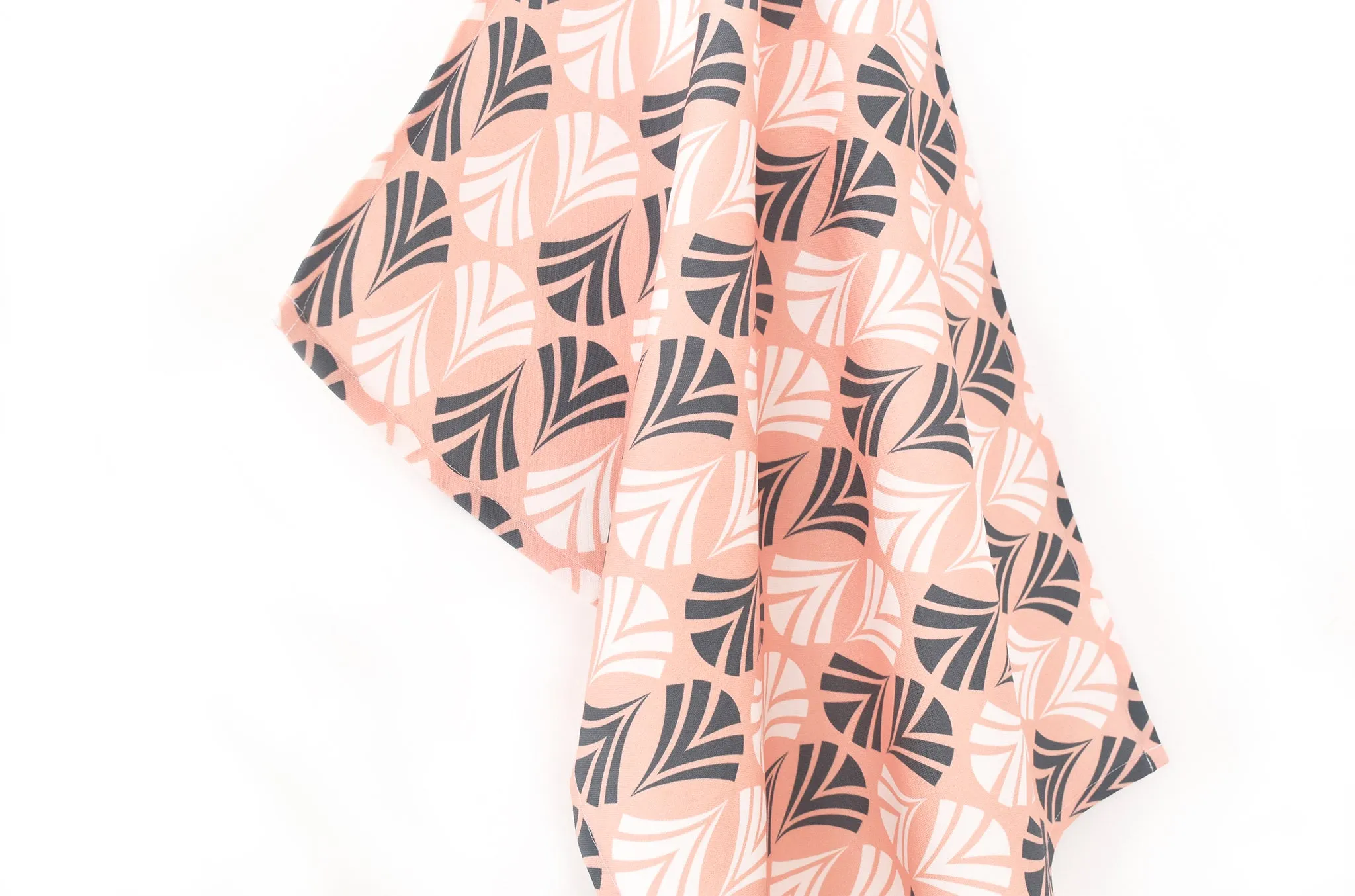 Waltz Linen Cotton Tea Towel (18.5x25) – Set of 2 (Patterned Salmon & Solid Salmon)