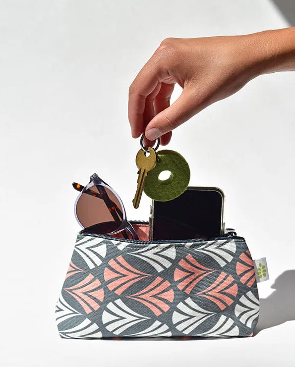 Waltz Zipper Mini Pouch – Steel Grey (8" x 4.5" x 2")