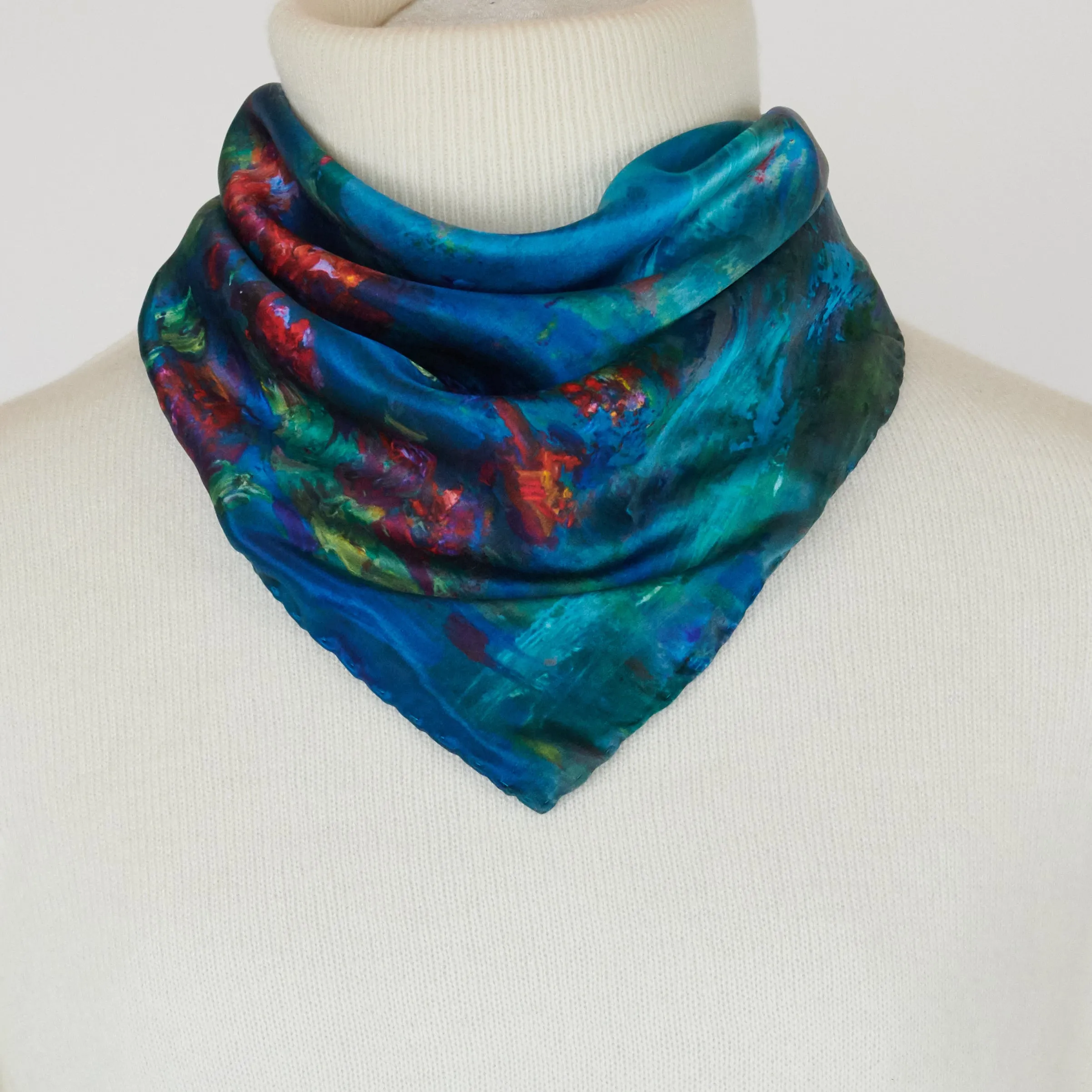 Water Lilies, 16.5-inch Square Italian Silk Scarf