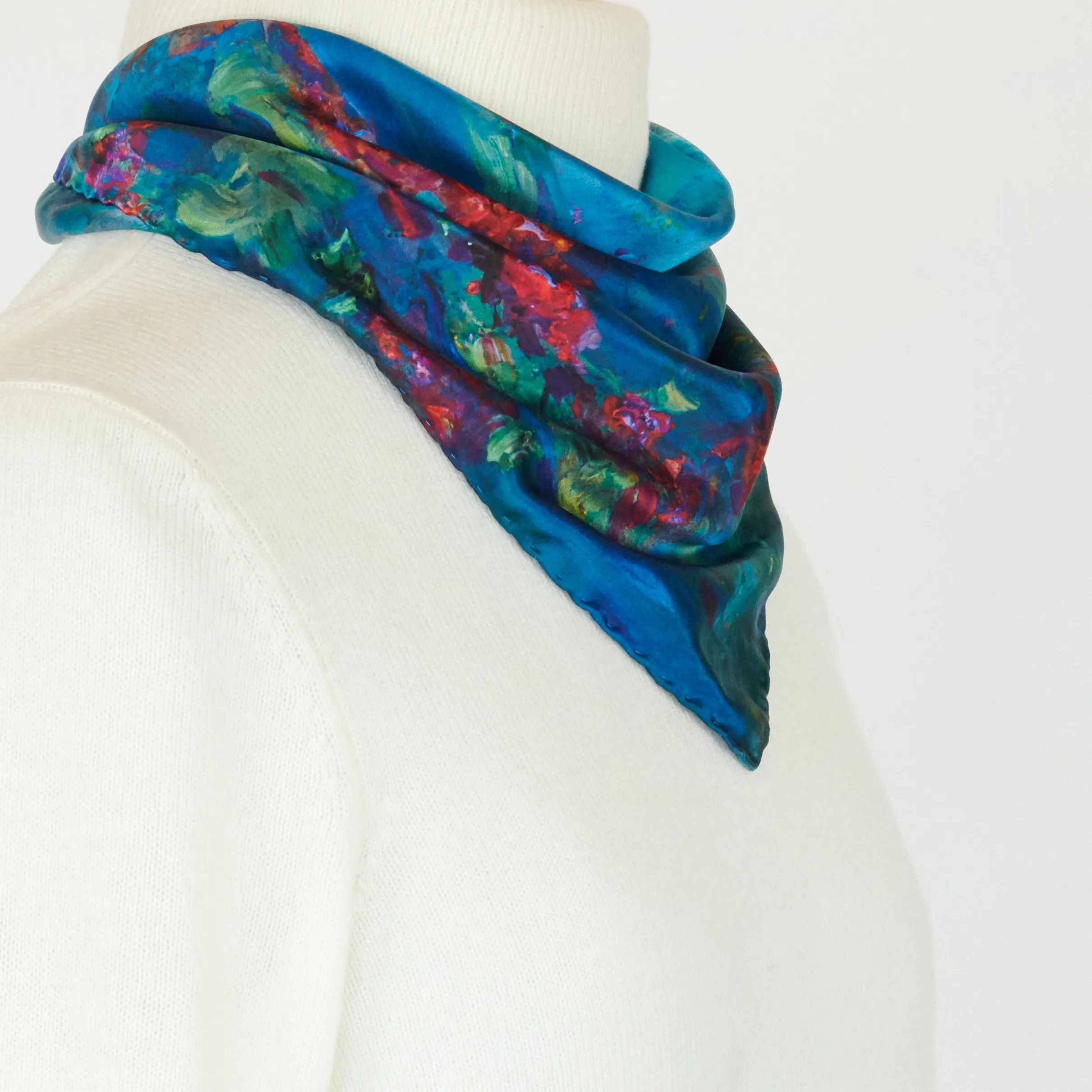 Water Lilies, 16.5-inch Square Italian Silk Scarf