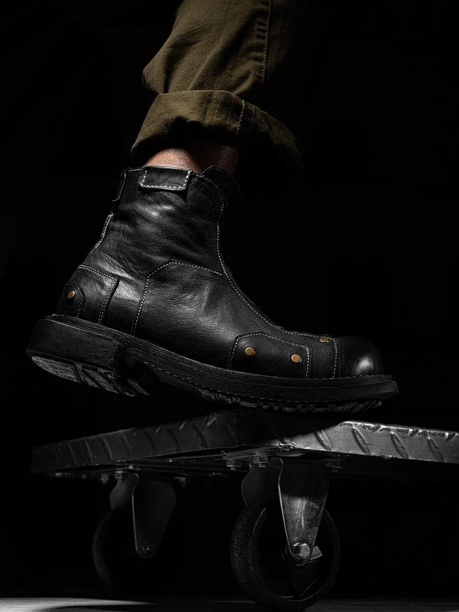 Wear-resistant heightening martin boots retro high-top leather men shoes