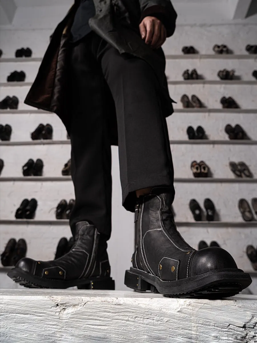 Wear-resistant heightening martin boots retro high-top leather men shoes