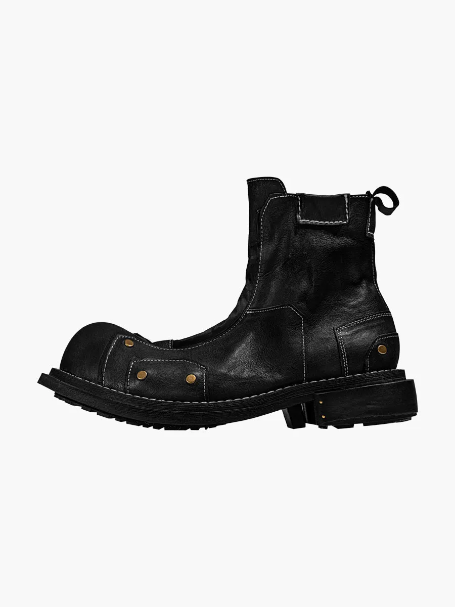 Wear-resistant heightening martin boots retro high-top leather men shoes