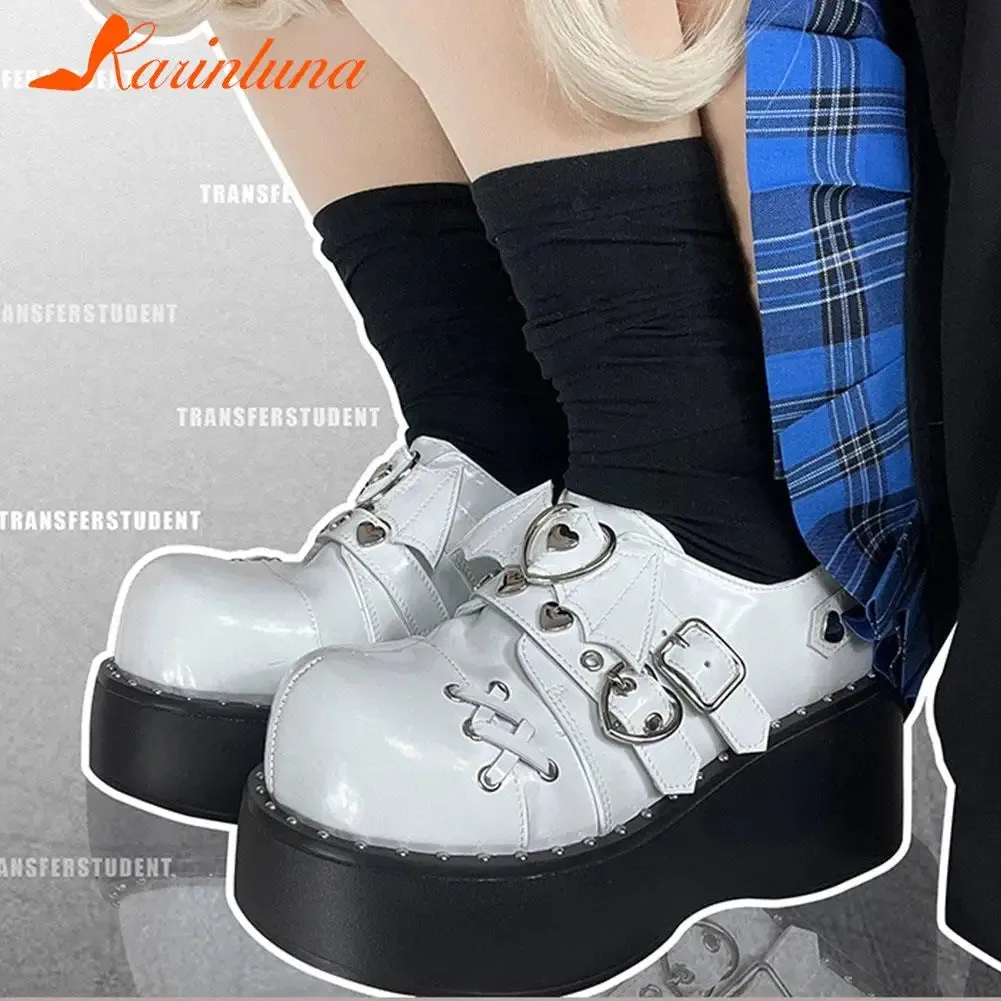 Wedge High Heels Y2k Shoes 2023 Summer Hot Star Graffiti Women Shoes On Platform Punk Gothic Lolita Mary Jean Platform Shoes